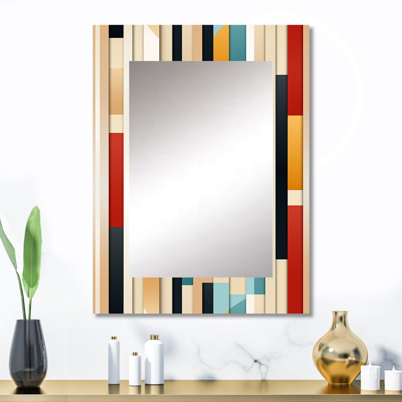 Shaneqwa Modern Bold Stripes - Miroir mural décoratif rayé, 32 po x 24 po