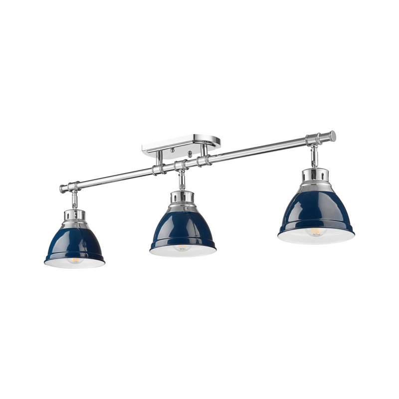 Bryannah 3-Light Semi-Flush - Track Light, Chrome, Matte Navy