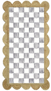 Grey Check With Jute Scallops Rug, Rectangle 1'11.25" x 3'8.5"