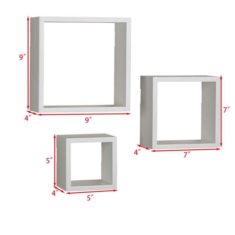 Floating Square Cube Shelves,Set of 3