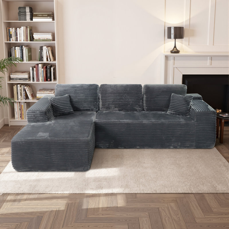 Canapés modulaires gris spacieux avec méridienne profonde