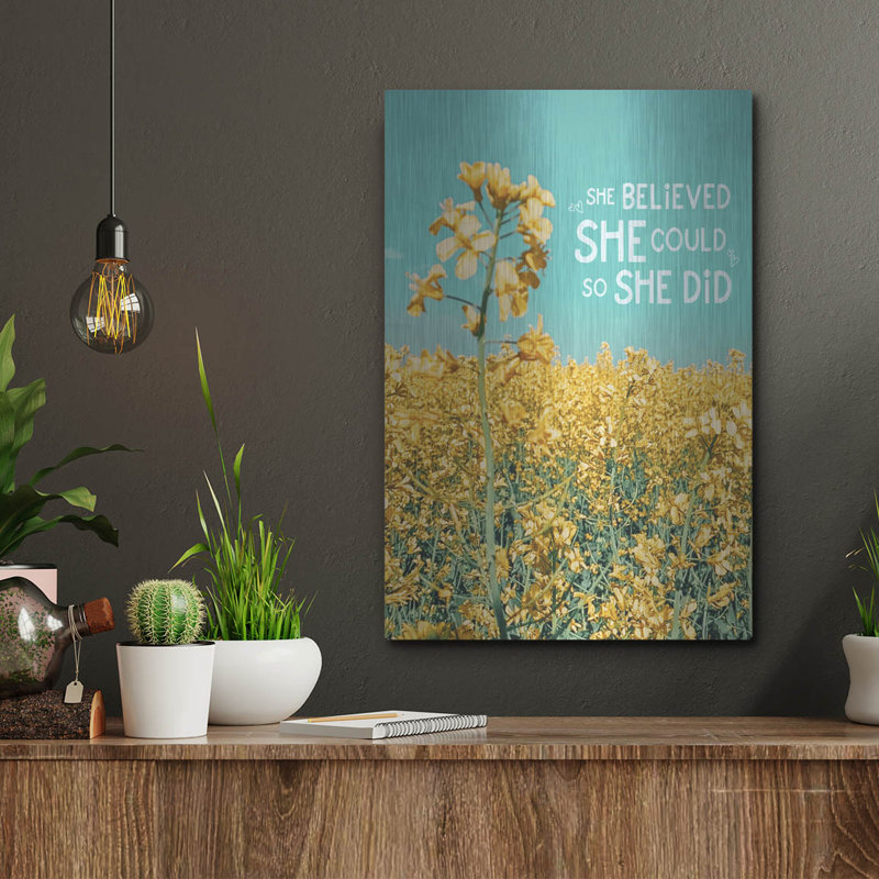 Art mural en métal luxueux «She Believed» par Club Daydream, 12 po x 16 po, H 16 po x l 12 po