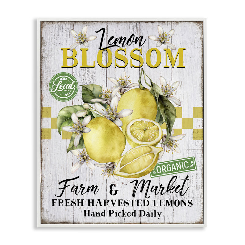 Art giclée Lemon Blossom Market par Creatif Belle, H 14 po x l 11 po, Estampe numérique encadrée blanc bord de mer