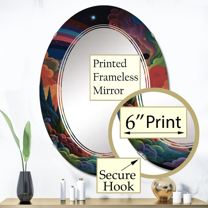 Tarmons - Miroir mural moderne ovale, 36 po x 24 po