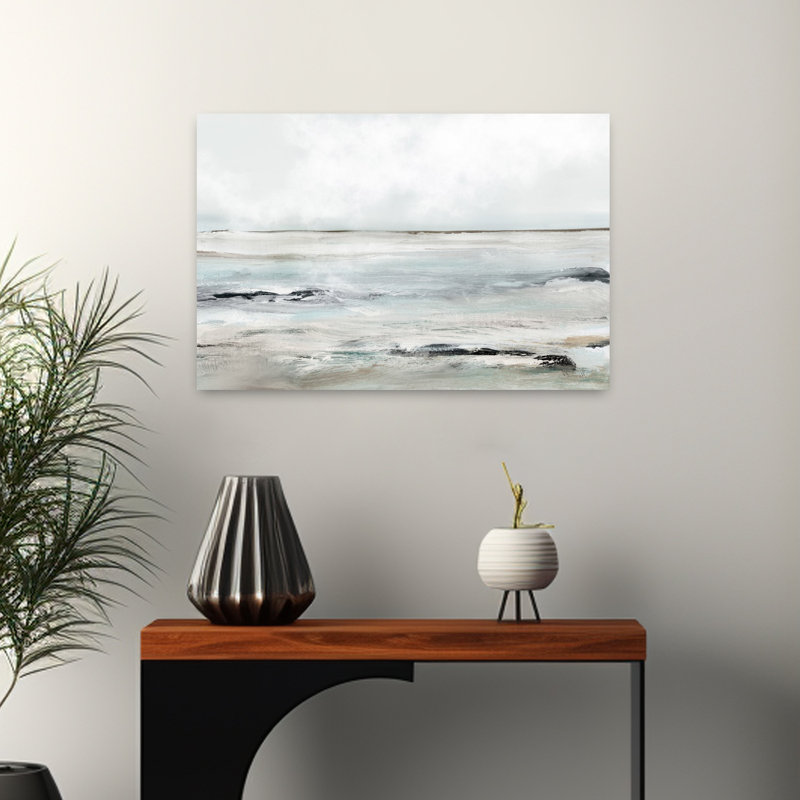 Art contemporain, poisson abstrait, paysage côtier, art, H 16 po x l 24 po