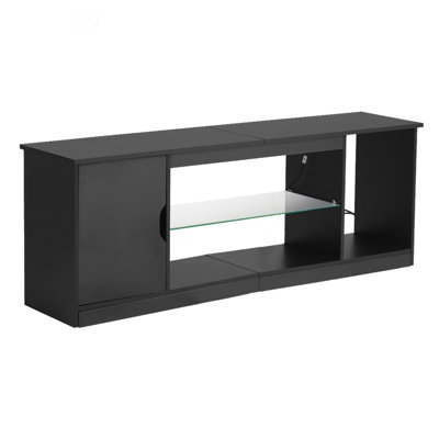 Modern TV Stand For Tvs Up To 65 In With Glass Shelf And Multi-Mode Lighting, Perfect For Contemporary Living Spaces.