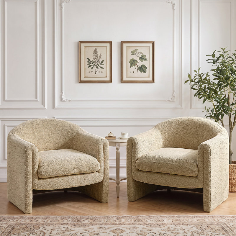 Divaraj Upholstered Accent Chair, Camel Boucle