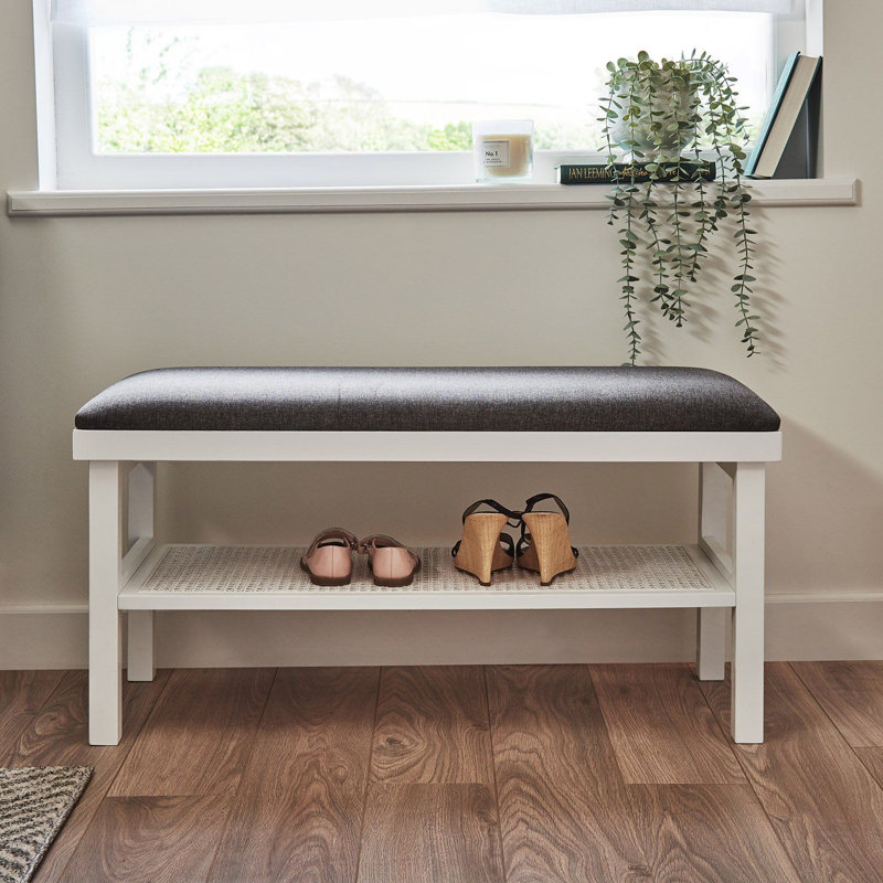 Tenaya Polyester Upholstered Storage Bench, White