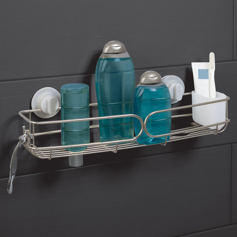 Tablette de douche en acier inoxydable à ventouse ou à fixation adhésive, H 4,92 po x l 18 po x P 5,32 po