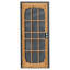 Porte d'entrée de sécurité - Panneau à texture de bois naturel avec treillis en acier bronze, conception à 15 grilles, verrouillable à deux trous-121605297-122427897