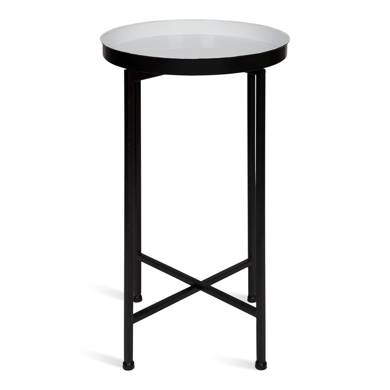 Table de bout avec plateau Dina, Blanc, Noir