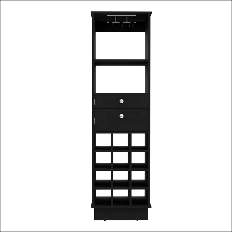 Armoire de bar 12 tablettes 2 tiroirs 12 bouteilles