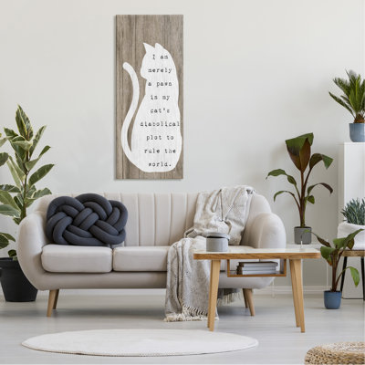 Humour, citation de chat, motif granuleux assis, art textuel sur toile tendue