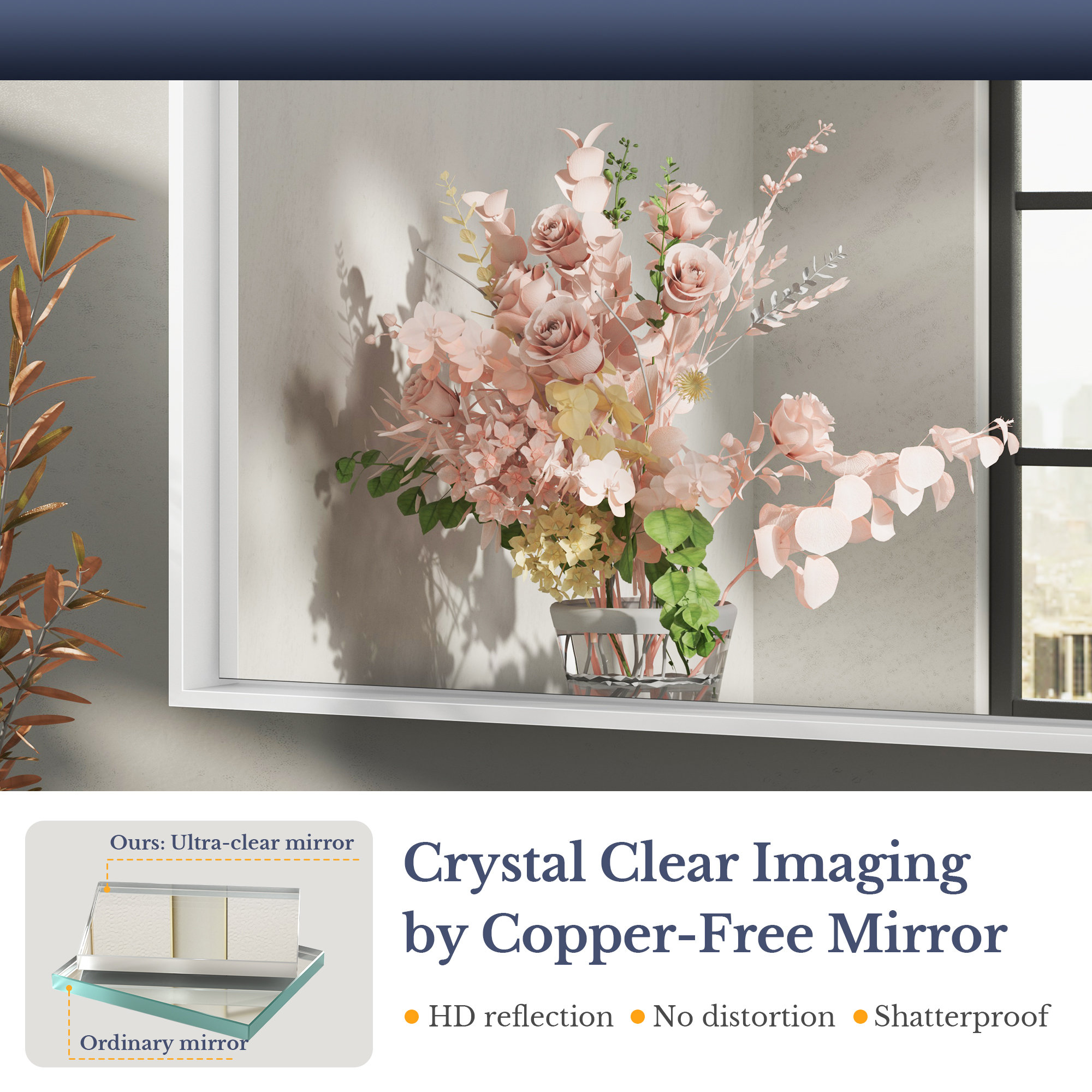 Stemn 1.6'' Thick Bathroom Vanity Mirror Decorative Wall Mirror Accent Mirror