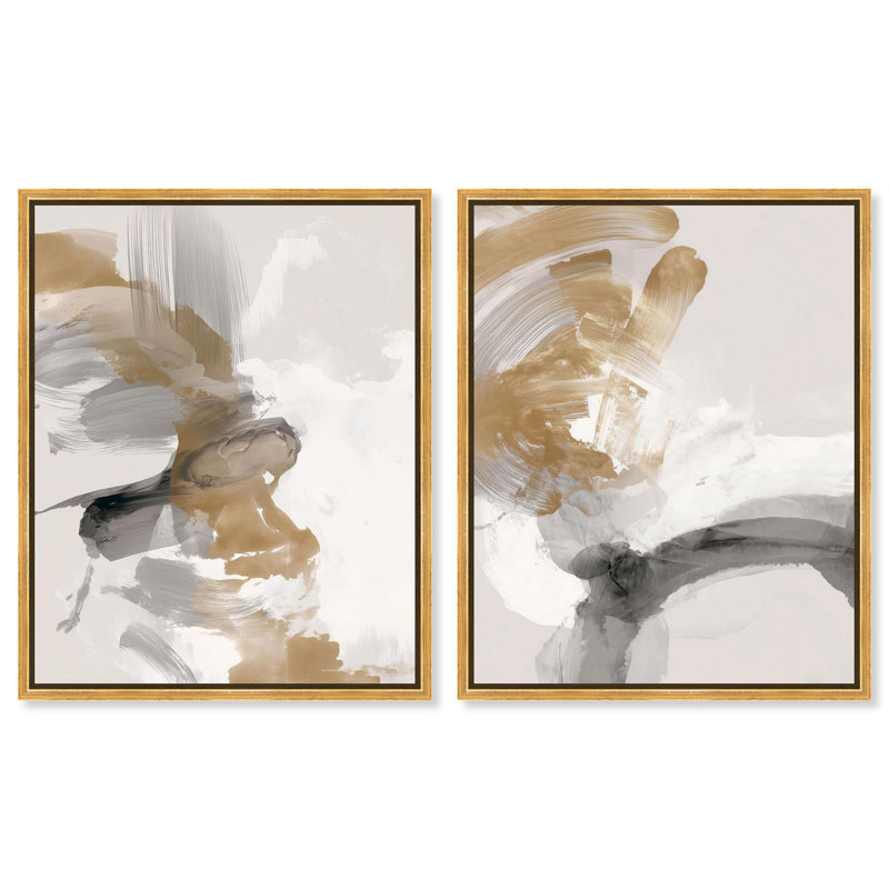 Ensemble de décoration murale bohème Whispering Haze Duo par Art Remedy, cadre doré, 20 x 24, H 25 po x l 21 po