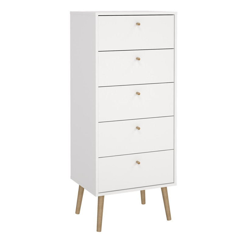 Crugers 50.2cm W 5 - Drawer Chest of Drawers, White