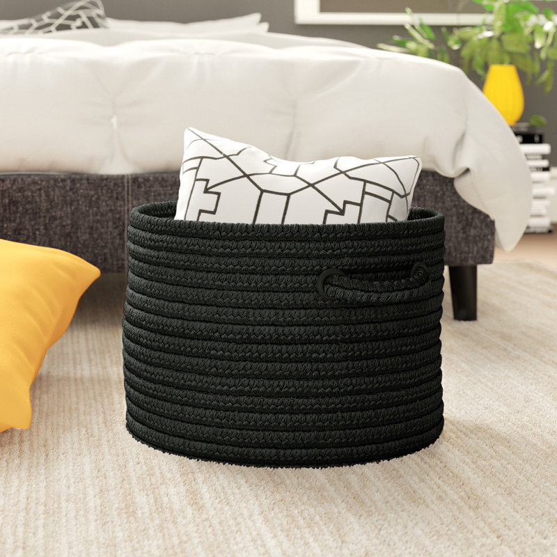 Panier de rangement tressé intérieur / extérieur, H 12 po x l 18 po x P 18 po, Noir