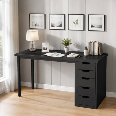 47" Computer Desk with 5 Drawers