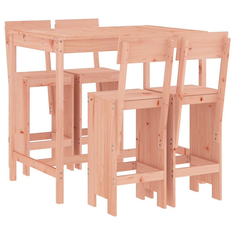 Avital Brayden Studio Bar Set with Wood Frame and Solid Wood Outer Material, Pink