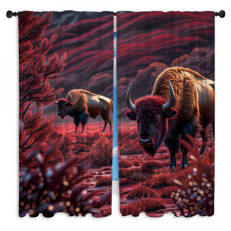 Rideau bison à rideau rouge Bison, 40in x 50in - 2 panels, Transparent