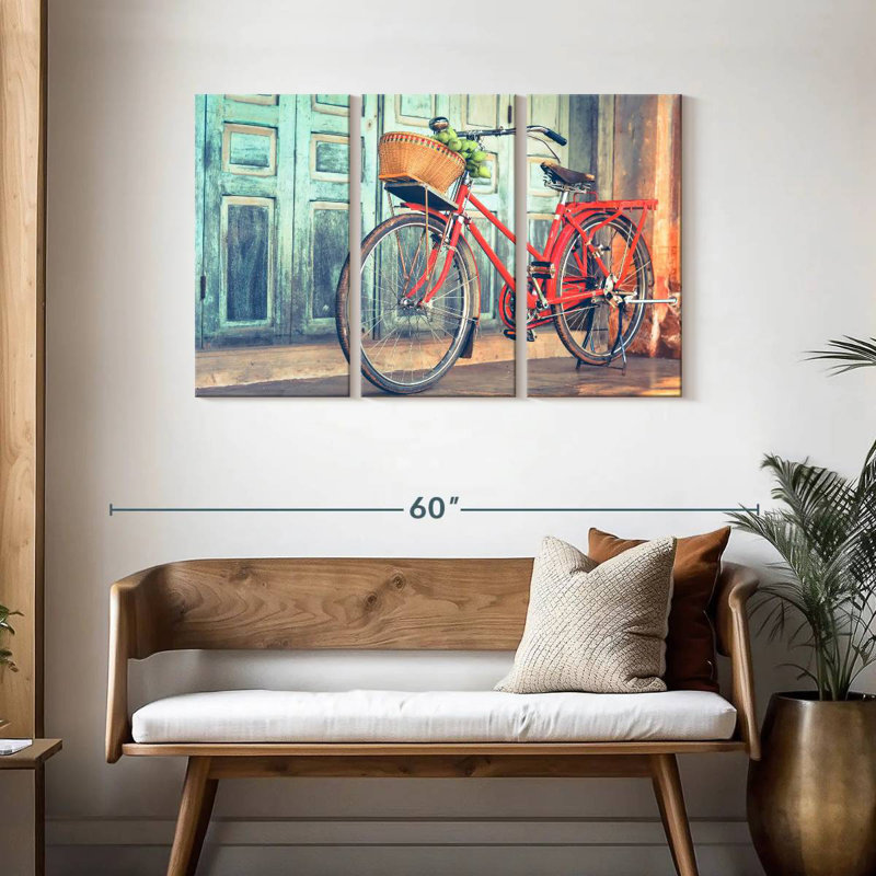 Mehar Hipster Red Bicycle, 28" H x 45" W