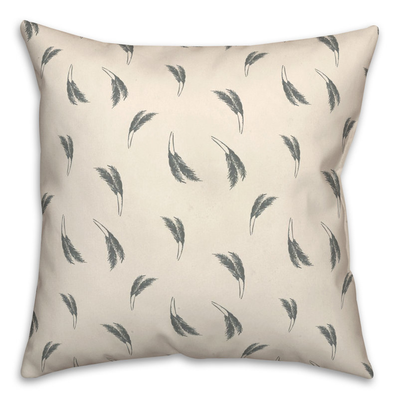 Floral Reversible Throw Pillow, Cream/Emerald