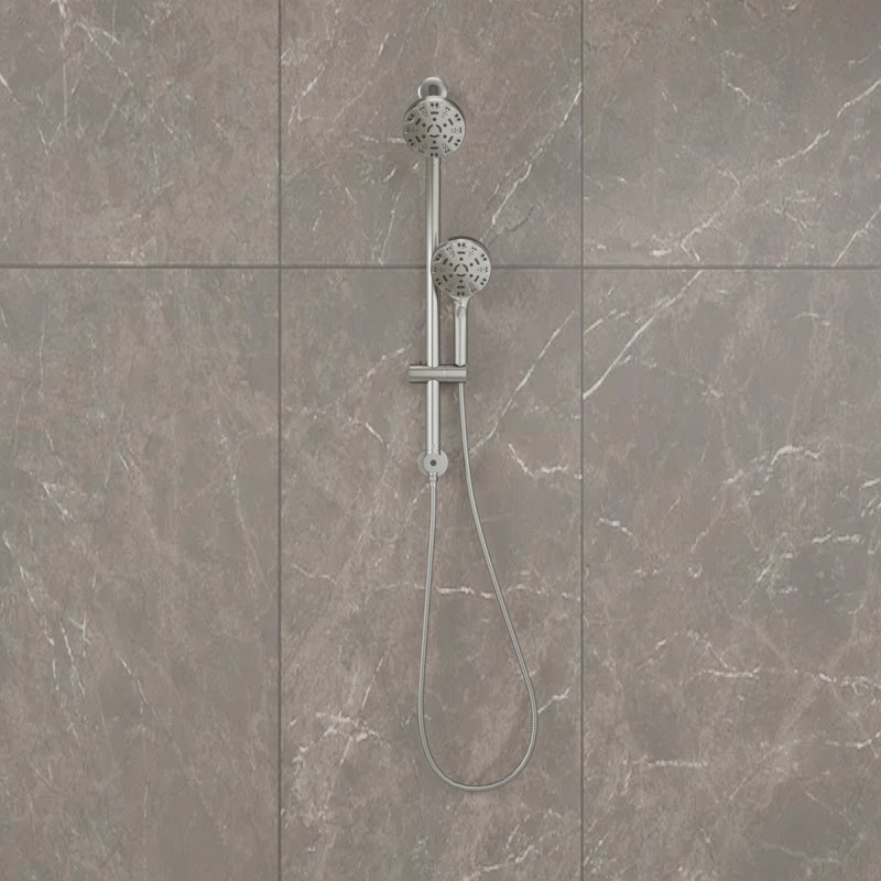 Pomme de douche double multifonction, Nickel brossé