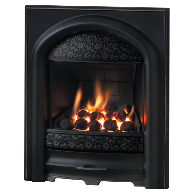 Elsa 54cm W Natural Gas / Propane Fireplace Insert, Black/Black