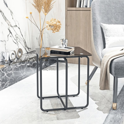 Table d'appoint moderne en verre trempé