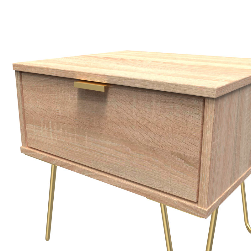 Beranda 45cm W Manufactured Wood Bedside Table, Bardolino Oak