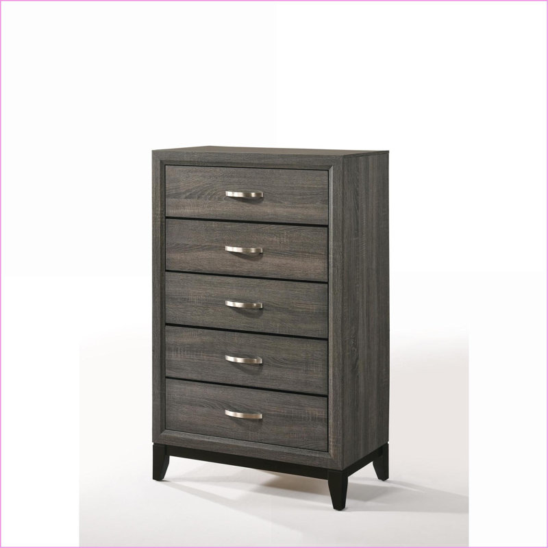 Commodes | Commode 5 tiroirs Valdemar Gris | Bois synthétique