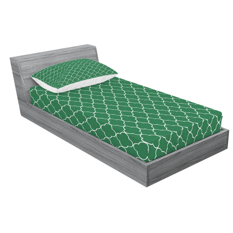 Ensemble de draps en microfibre Quatrefoil, Ensemble de draps pour lit simple TG + un drap-hou, Vert
