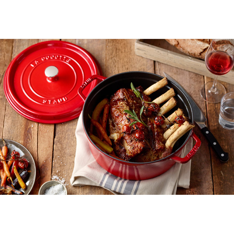 STAUB Round Cast Iron Cocotte, Cherry, 22cm