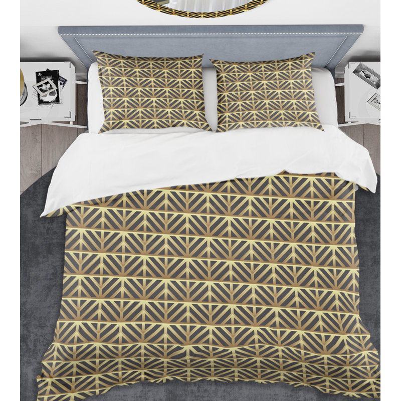 Modern & Contemporary Polyester Twill Geometric Shapes Duvet Cover, Full/Queen Duvet Cover + 2 Shams
