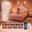 Upholstered Princess Bed Frame with Adjustable LED Crown Headboard and Slatted Base for Children & Teenagers-1283624217