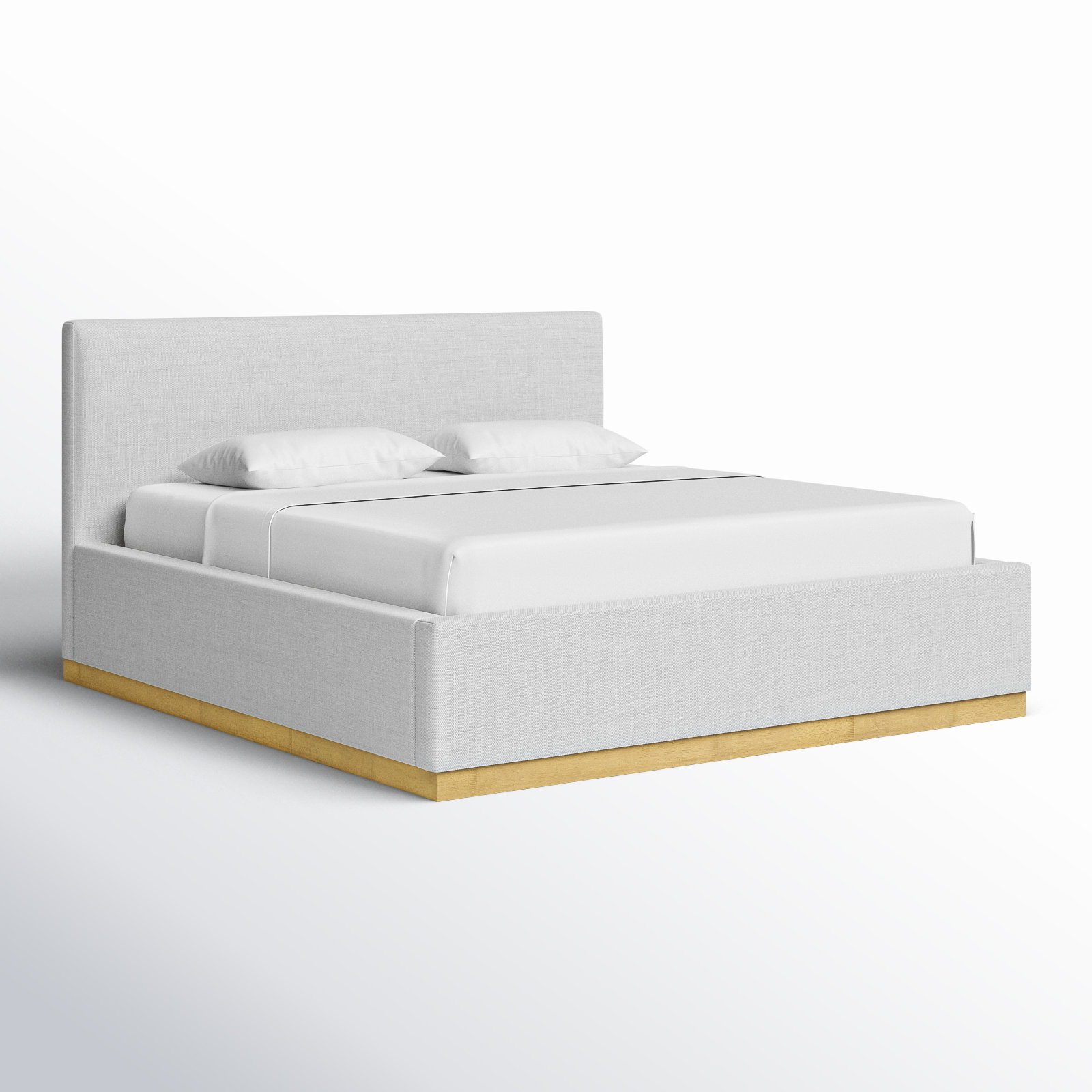 Delpha Grounded Upholstered Wood Base Bed, Stone Gray, King