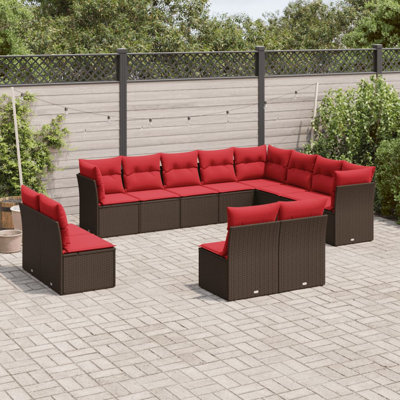 Ensemble de canapé de patio 13 pièces avec coussins en rotin de polyester gris