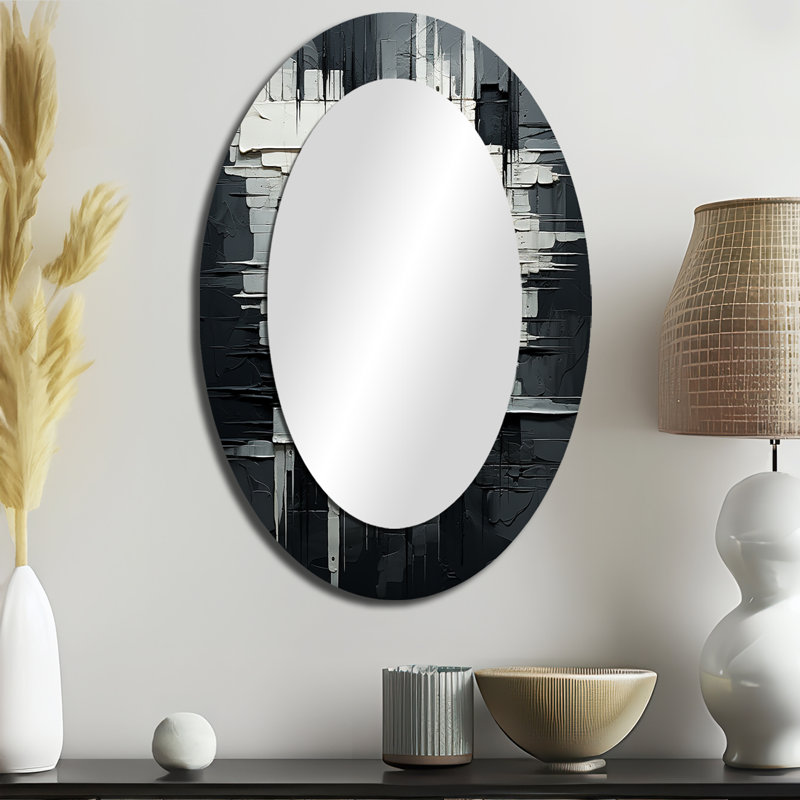 Siclen - Abstract Oval Decorative Mirror On Metal, 36" H x 24" W