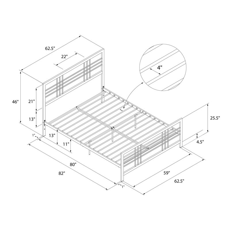 Boghos Metal Bed, Kingsize (5')