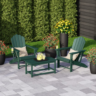 Outdoor Poly Adirondack Chair With Side Table 3-Piece Set