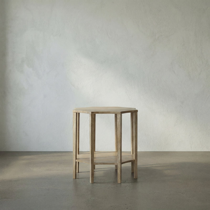 Ariana Solid Wood End Table, Washed Walnut