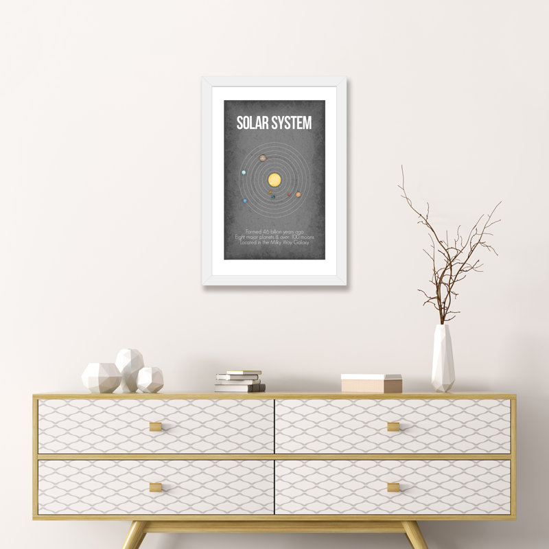 Solar System, 24" H x 16" W x 1" D, White Framed Fine Art Paper