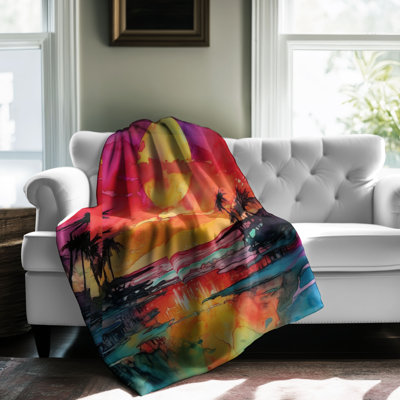 Sunset Hues - 1 Piece Premium Sherpa Blanket