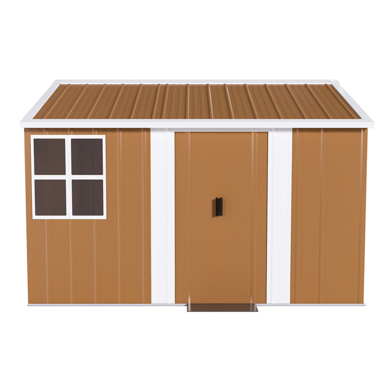 8x10 Ft Heavy-duty Metal Storage Shed – Large Outdoor Galvanized Steel Garden Shed With Lockable Sliding Door, Windows & Ventilation, Weatherproof For Tools, Lawn Equipment & Backyard Storage