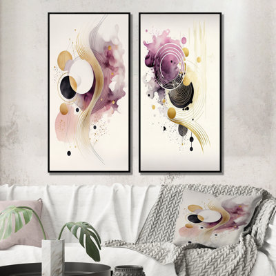 "Mouvement mauve profond", 2 pièces sur toile