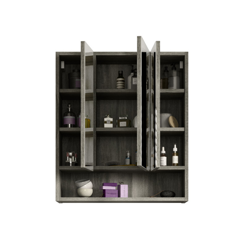 Hakop 600mm W 680mm H Wall Cabinet Frameless Medicine Cabinet Mirror 3 Fixed