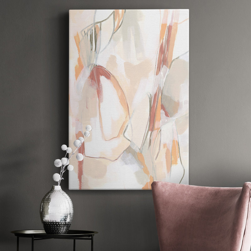 Peach casse-tête II - peinture sur toile tendue, H 18 po x l 12 po x P 1 po