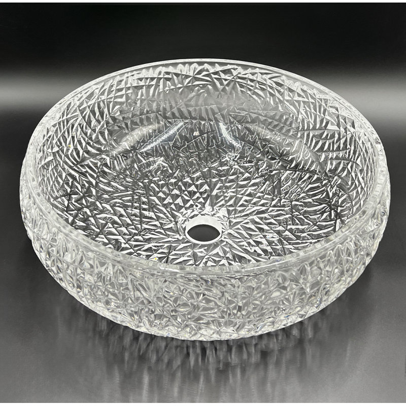 Moonshell 17" Clear Tempered Glass Circular Vessel Sink