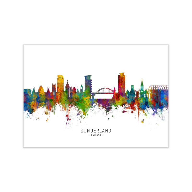 Sunderland England Skyline by Michael Tompsett - Print, 60cm H x 84cm W x 1cm D, Unframed