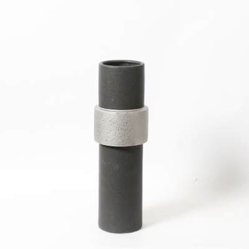Vase de table en céramique noir/ruban Tessa , H 17 po x l 5 po x P 5 po